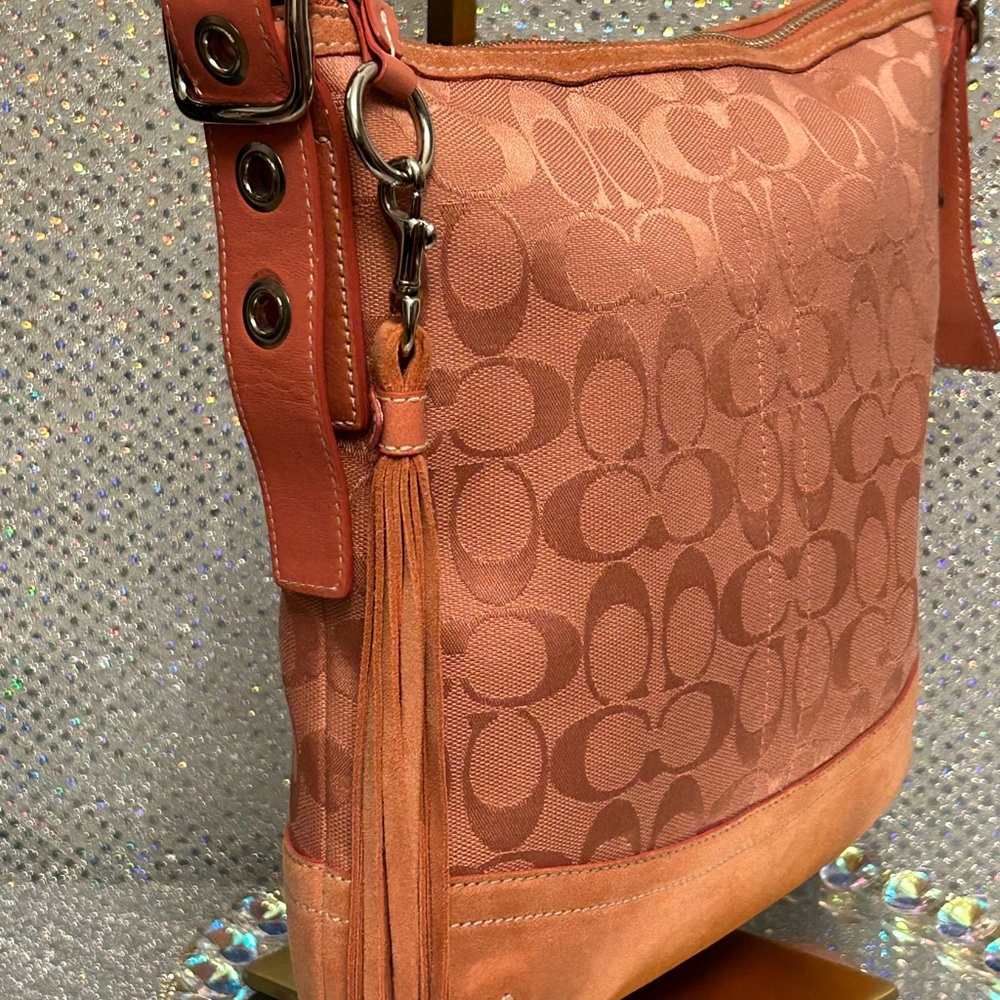 Coach Vintage Pink Jacquard Crossbody Bag Approx. 10 x 11  CO5K-9362 - Picture 10 of 17